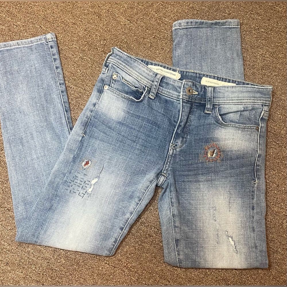 Anthropologie Pilcro denim patchwork jeans slim boyfriend Size 24 - Picture 2 of 8